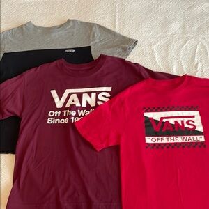 Vans Short Sleeve Tees in Red Burgundy and Black/Gray